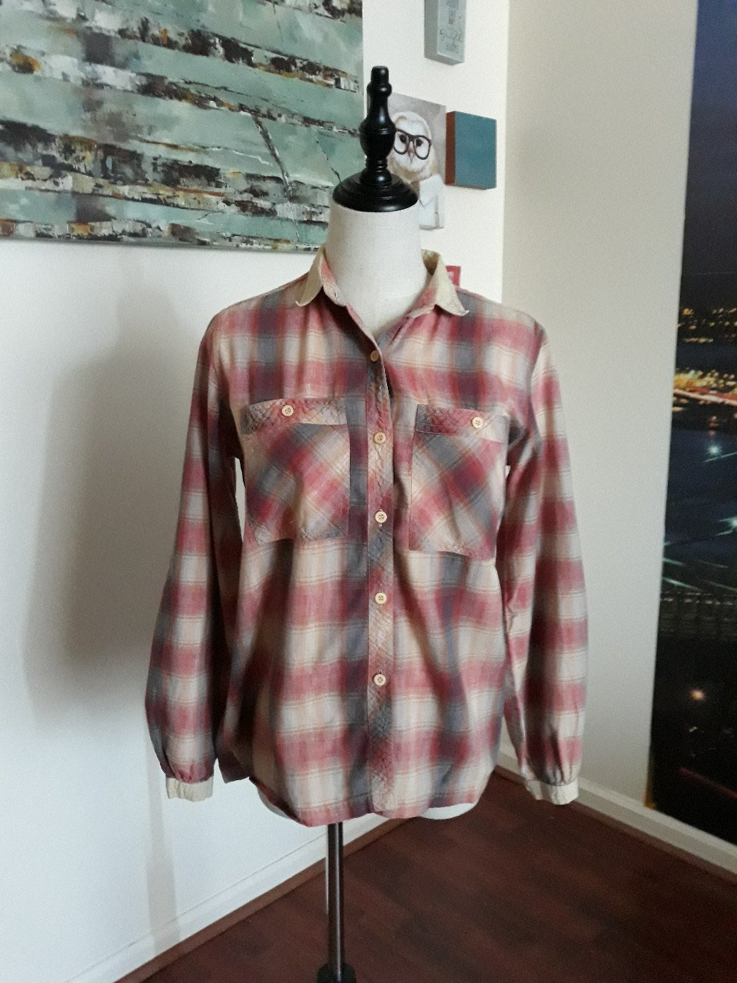 Vintage Western Plaid Shirt (T92)