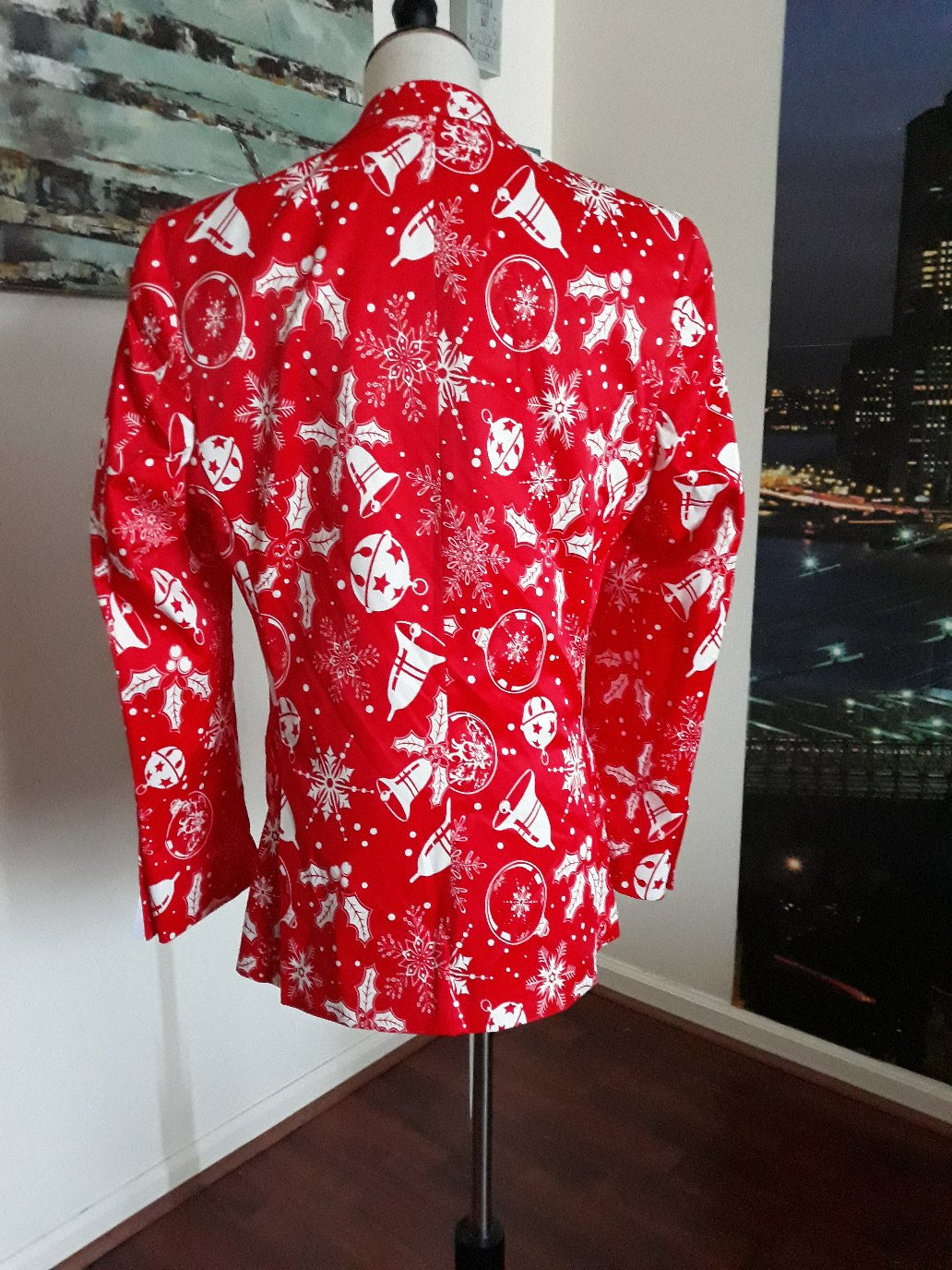 Red and White Christmas Bells Blazer