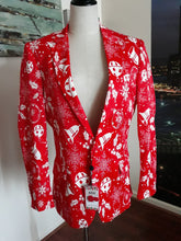 Load image into Gallery viewer, Red and White Christmas Bells Blazer
