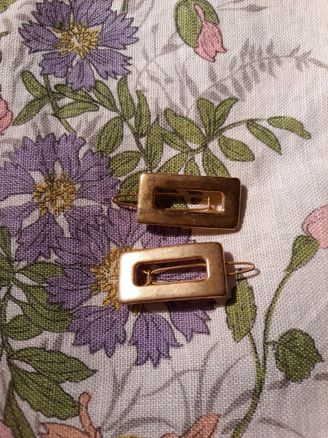 Vintage Set of 2 Brass Hair Barrettes (A108)