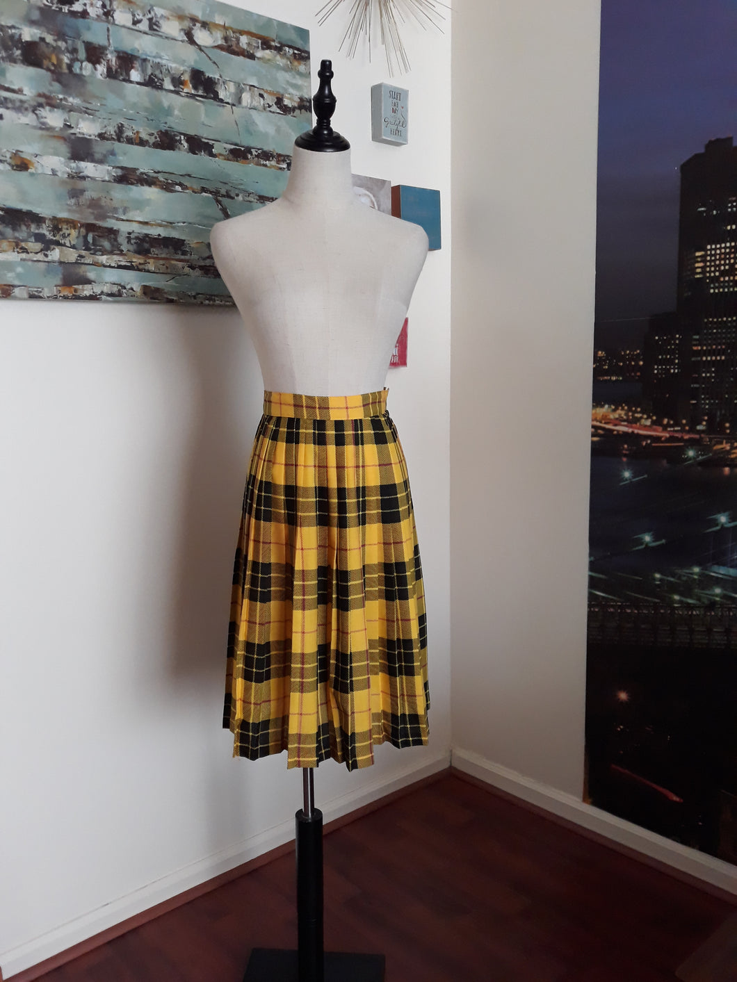 Deadstock Vintage Pleated Plaid Skirt (H89)