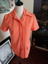 Load image into Gallery viewer, Vintage 70s Orange Button Front Top (T118)

