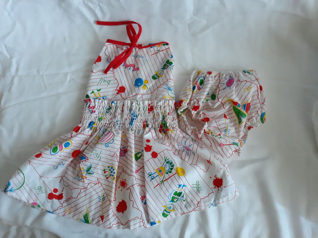 Vintage Girl's Printed Halter Dress Set (K60)