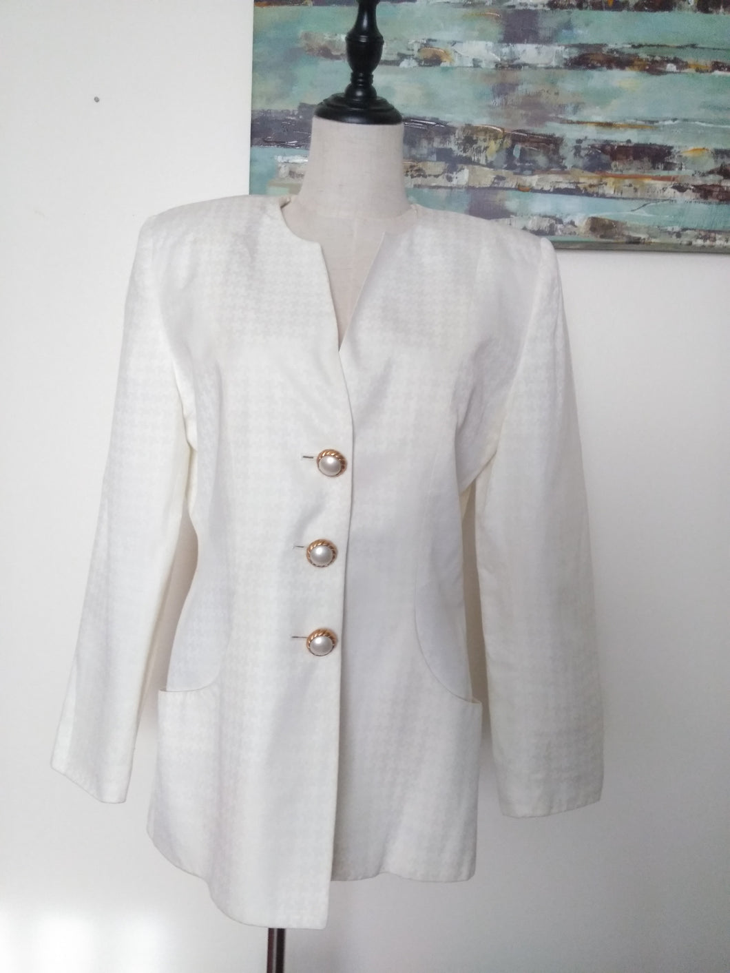 Vintage Monochromatic Pattern Blazer (G37)