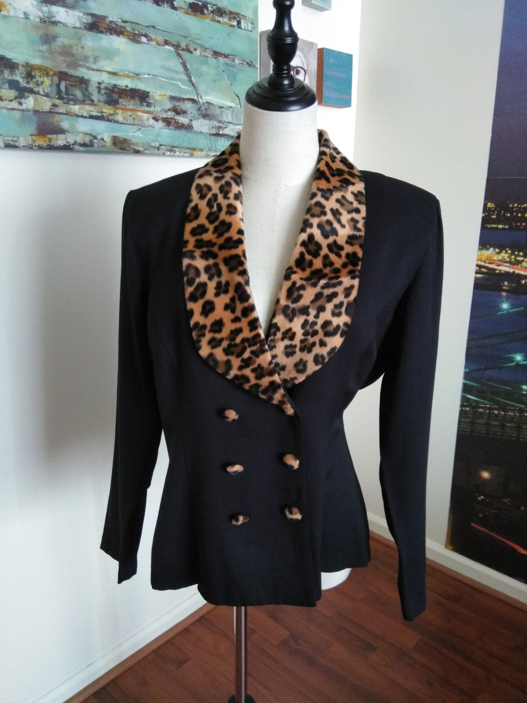 Vintage 90s Cheetah Collar Blazer (G55)