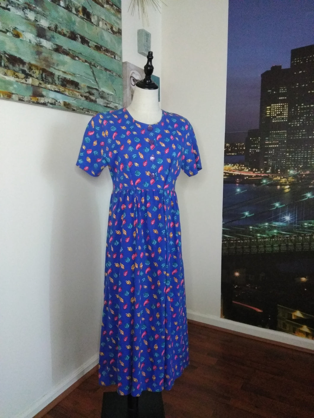 Vintage Seashell Print Dress (D137)