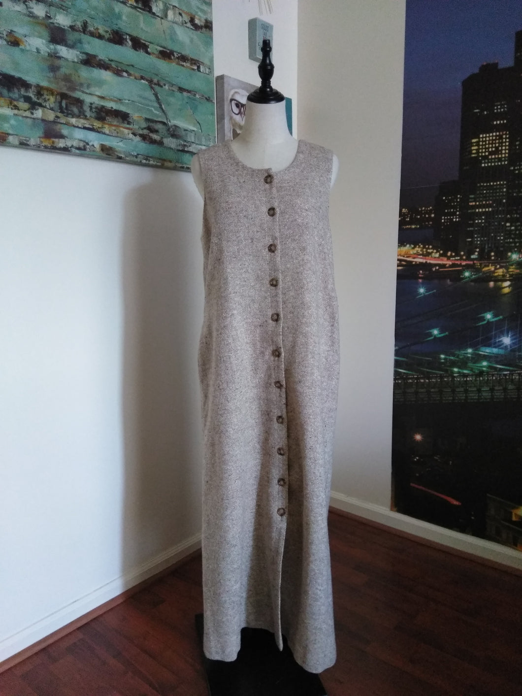 Vintage Tweed Maxi Dress (D150)