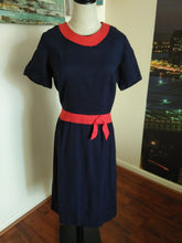 Load image into Gallery viewer, Vintage 50s/60s Red Trim Dress (D149)
