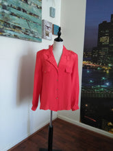 Load image into Gallery viewer, Vintage Red Silk Button Down Top (T114)

