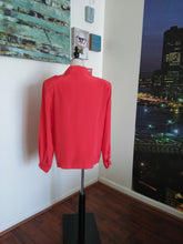 Load image into Gallery viewer, Vintage Red Silk Button Down Top (T114)
